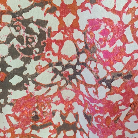 Michael Kors Small Sleeveless Cowl Neck Blouse Shirt Pink Orange Gray Pattern - Picture 5 of 5